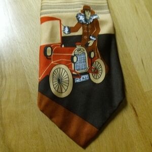 Men's Vintage Hardy Amies Necktie Tie Vintage Car High Society Woman